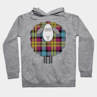 Scottish Pink, Blue and Yellow Tartan Patterned Sheep Hoodie